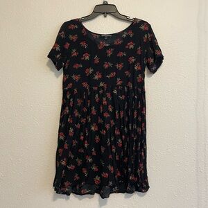 Brandy Melville Black Mini Dress with Red Floral Print